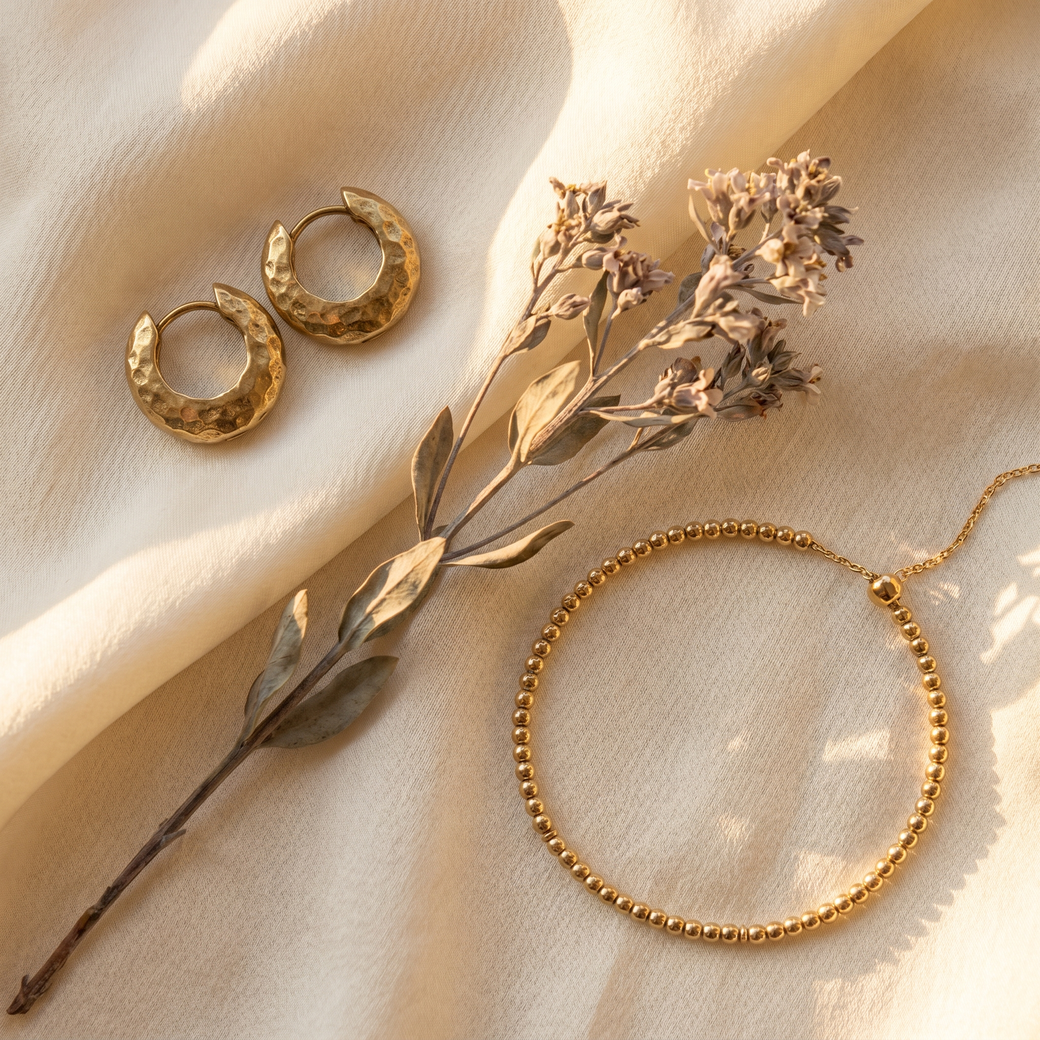 The Sahar Set — Huggies + Beaded Bracelet
